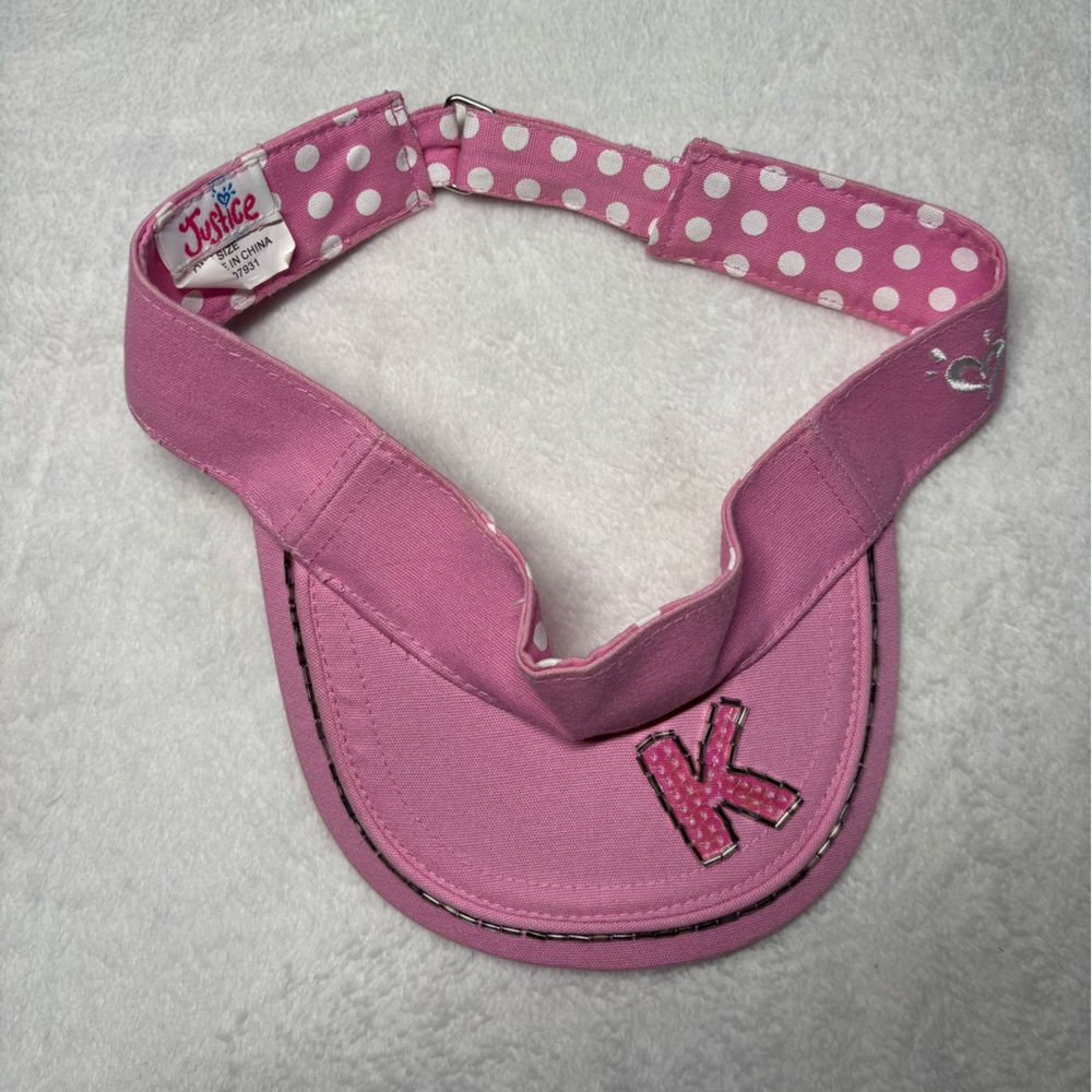 Justice Pink Polka Dot Sun Visor Hat